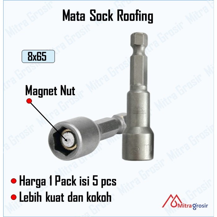 DHA Mata Sock Roofing isi 5 pcs | Mata Bor Baja Ringan 8mm x 6,5cm | Mata Bor Baut | Mata Bor