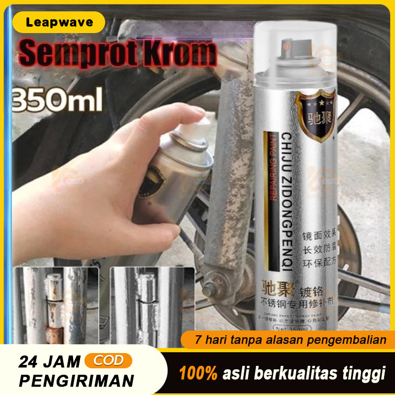350 ML Cat Semprot Chrome Sapporo Chrome Spray Paint Anti Karat Warna Stainless Tahan Panas Leheran 