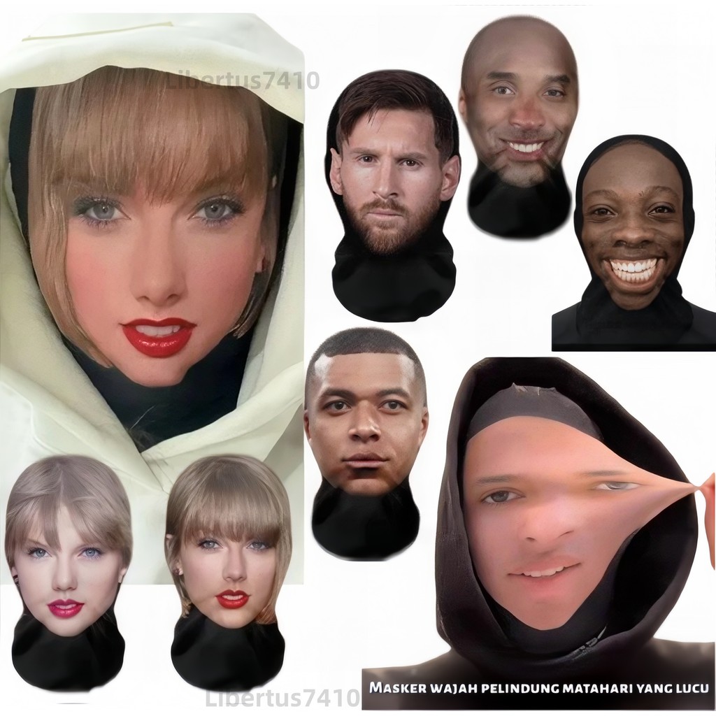 Topeng Ugly Face Lucu Masker Topeng 3d Manusia Masker Motor face joker Pelindung Sinar Matahari Tope