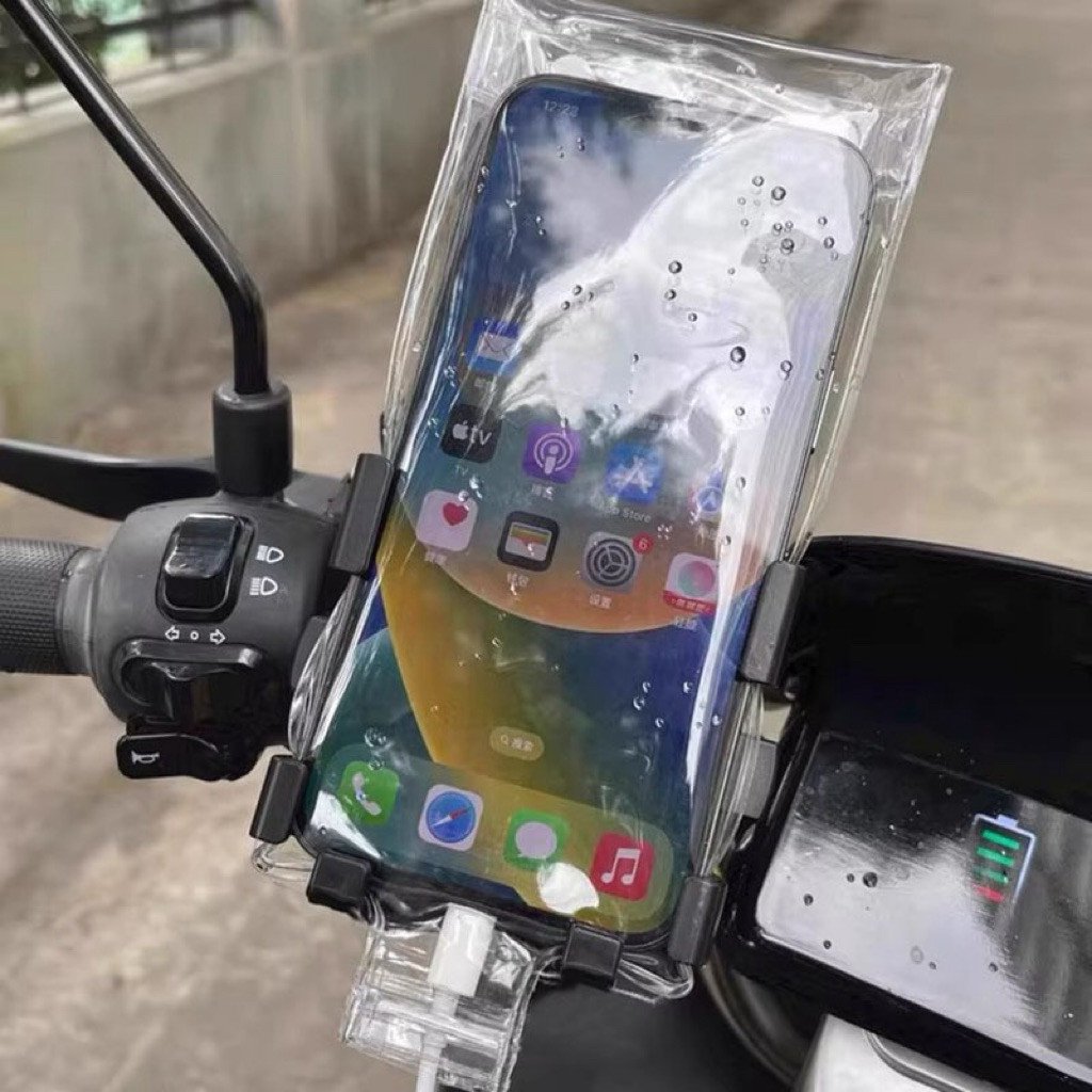 INSTAN DENPASAR Sarung Handphone Pelindung Hujan Pasang di Stang Motor Plastik Pelindung HP Cegah Ba