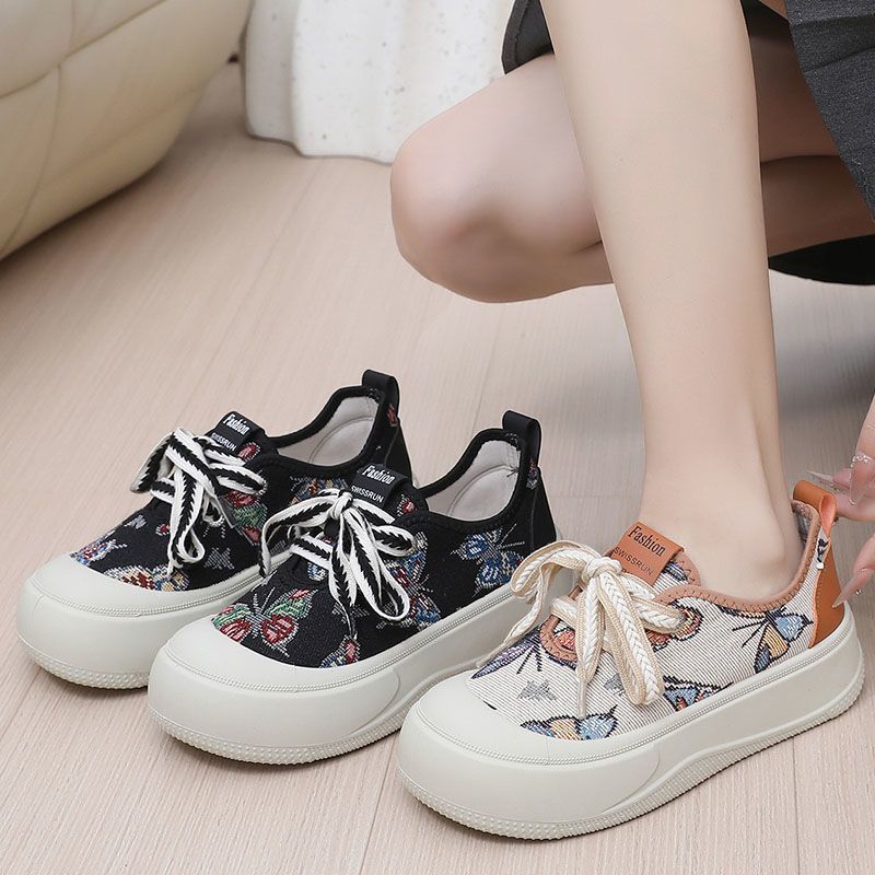 Kanvas wanita selebriti internet platform meninggikan retro sepatu ayah sepatu Guochao