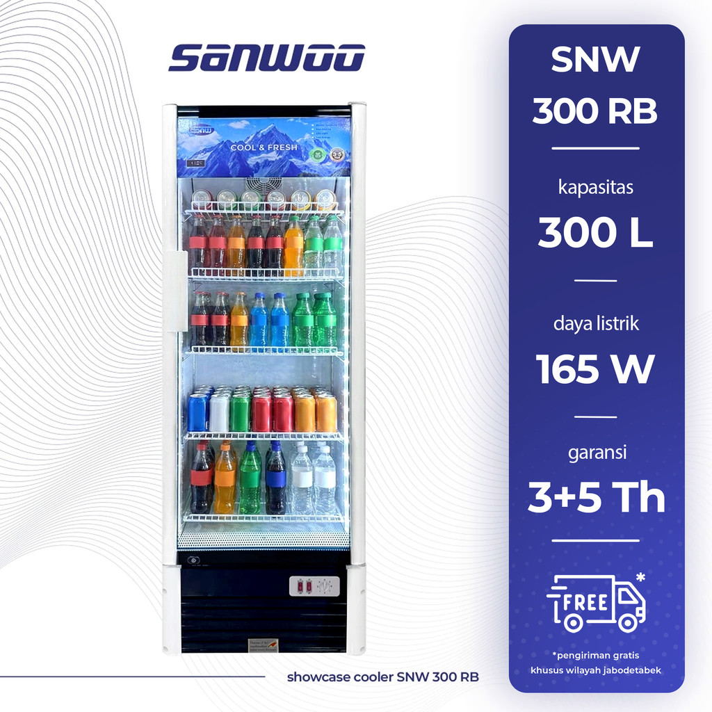 Showcase Sanwoo SNW-300RB/RBC 300 liter Kulkas 5 rak