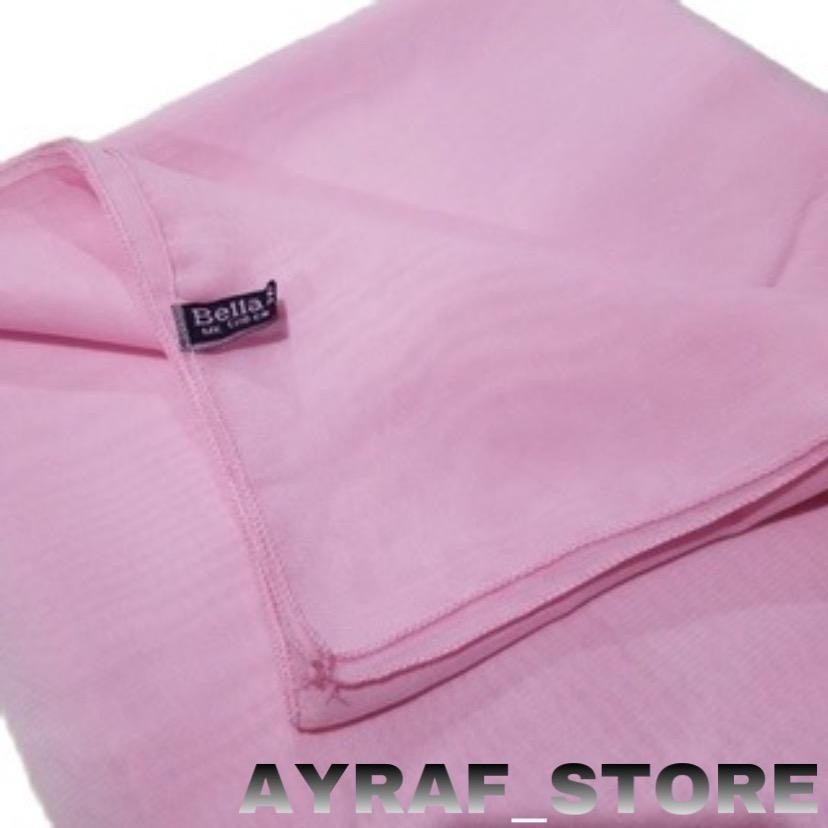 KERUDUNG HIJAB SEGIEMPAT BELLA SQUARE SIZE 115x115 BAHAN POLLYCOTTON TEPI DI JAHIT NECI WARNA PEACH