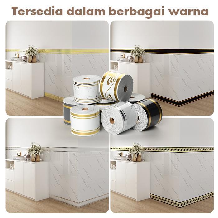 KM List Sticker Wallpaper Dinding Lis Plint Lantai Tempel 100cm x 10cm PVC Stiker Foam Aluminium Foi
