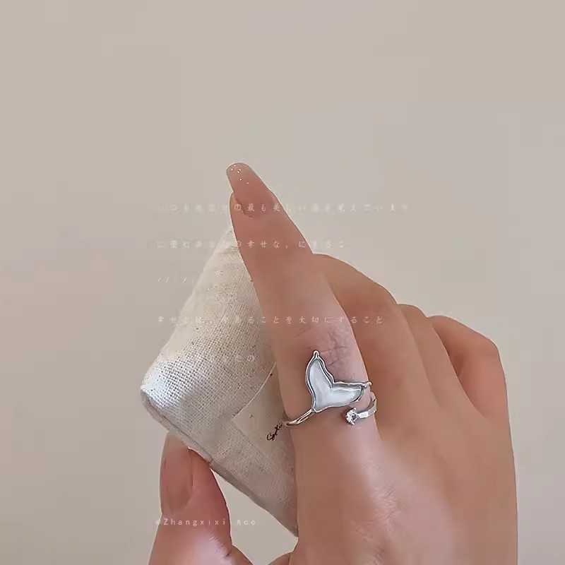 Cincin terbuka ekor ikan zirkon pintar, cincin unik wanita.