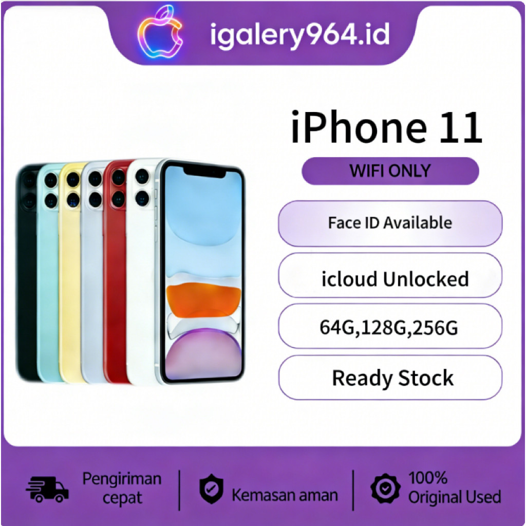 HP IPHONE 11 WIFI ONLY 64GB/128GB/256GB Bekas Second Original Mulus Fullset Game/Live/Merekam Vide