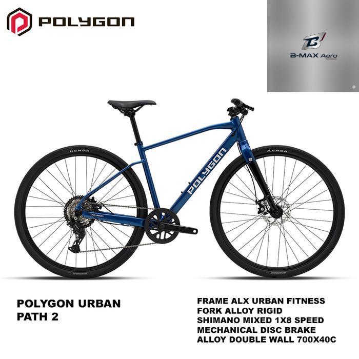 Bmax- Polygon Urban Path 2 [700 C] 8 Speed Sepeda Hybrid Urban Frame ALX Urban Fitness Fork Alloy Ri