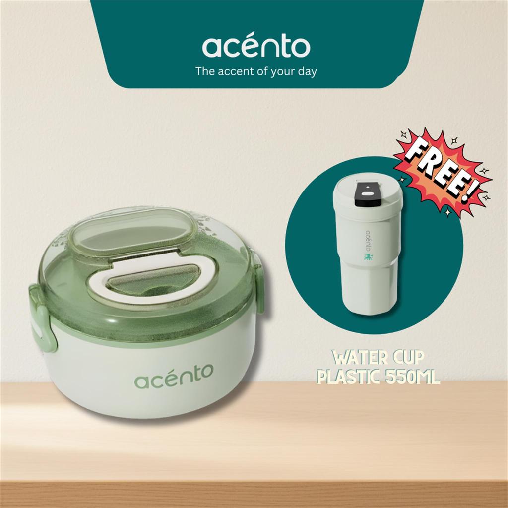 (BUY ONE GET ONE) Lunch Box Bulat 800ml Free Water Cup Plastik PP5 550ml Bento Box Kotak Bekal Makan