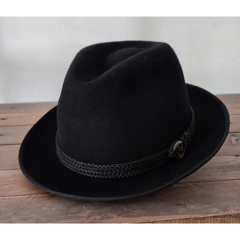 TOPI LAKEN FEDORA BLACK LIST TALI KLASIK