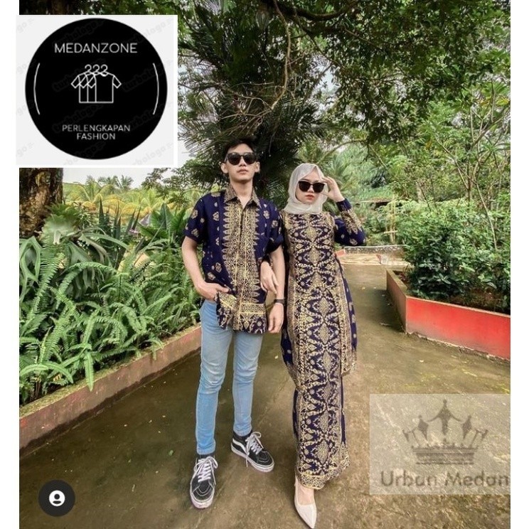 couple Songket Palembang navy gold-set kurang Songket-stelan Songket-baju keluarga-baju kondangan