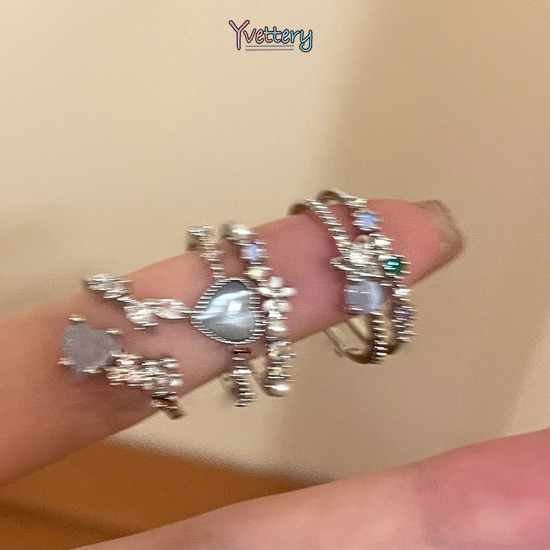 COD 3Pcs Soul Crystal Ring Cincin Kristal Vintage Cincin Pria Wanita Gaya Retro Model Aesthetic Mura