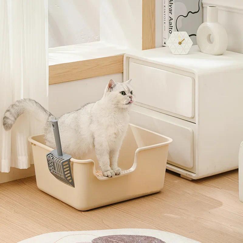 Cat Litter Box Oversized Splash-proof -closed Huge Pet Toilet Oversized Fence High Cat Litter Box Pe