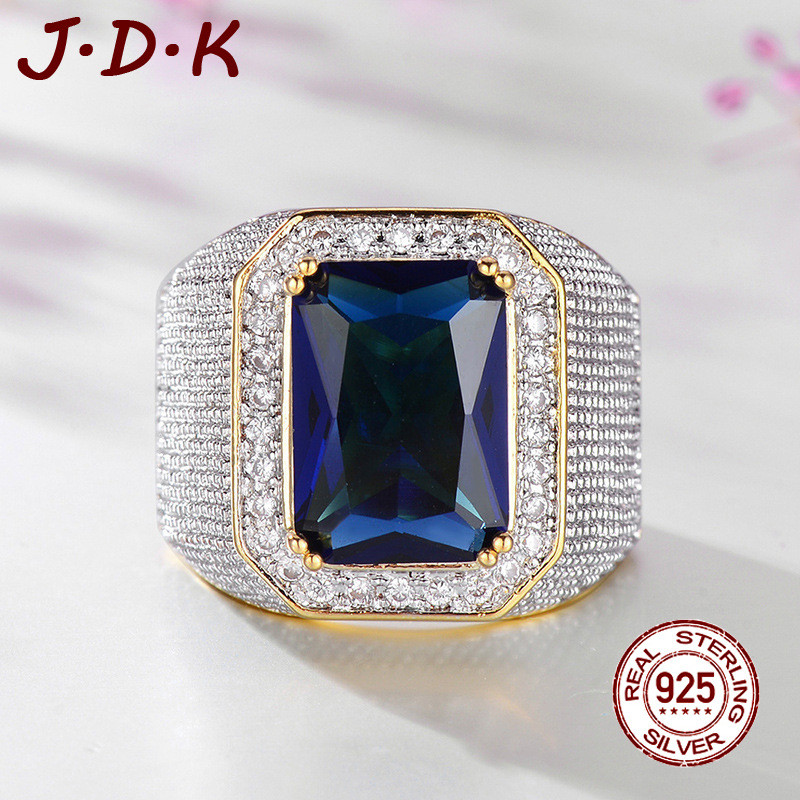 JDK Cincin Fashion Pria Zircon Emas 18K