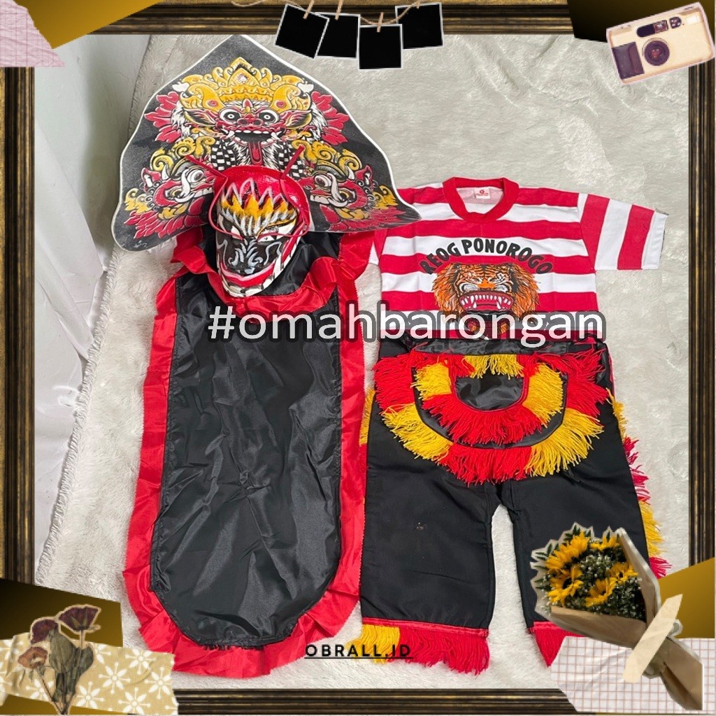 Mainan Anak Stelan Kaos Celana Reog Ponorogo dan Barongan Devil Caplokan Spon Free Embong Kemul Sale
