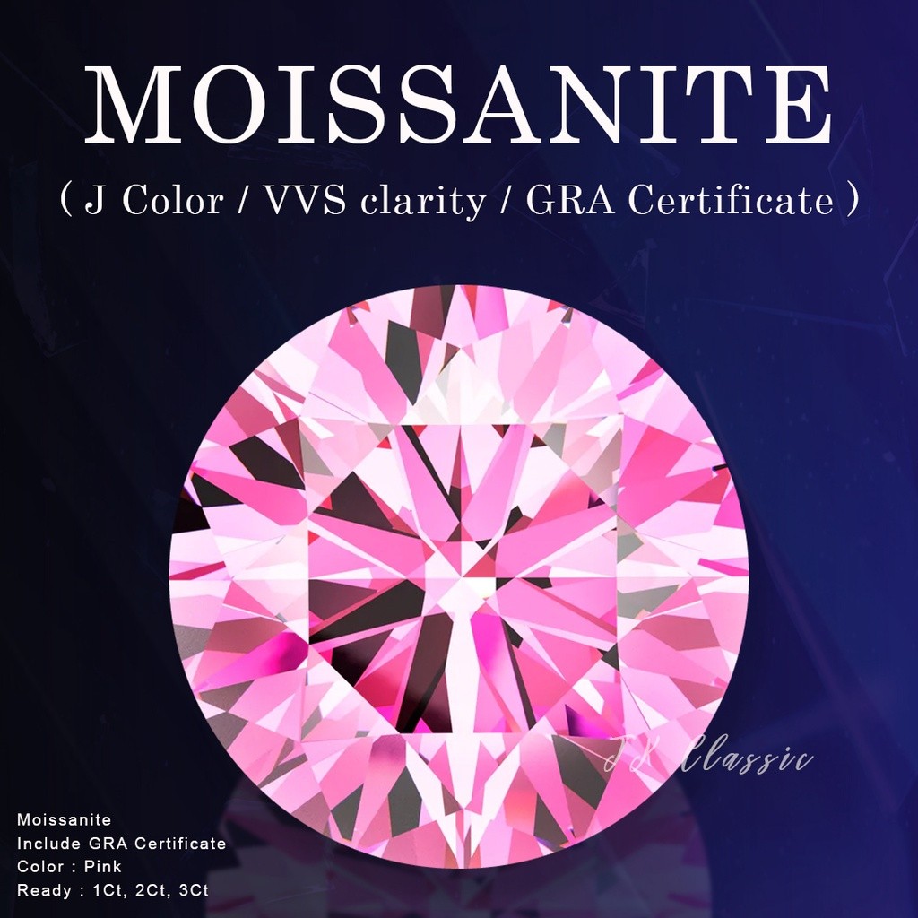 Batu Permata Moissanite Pink Berlian F VVS KILAU Sertifikat GRA USA Check LAB GRA