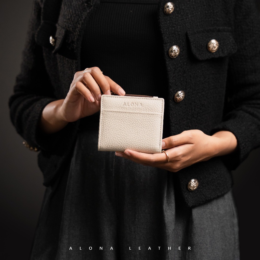 Alona Leather Jakarta - Lizzie Wallet Dompet Wanita Kulit Sapi Asli Full Grain Pendek Simpel Elegant