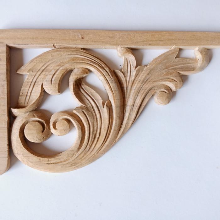 Ornamen ukiran tempel sudut kayu jati asli Jepara. NH1