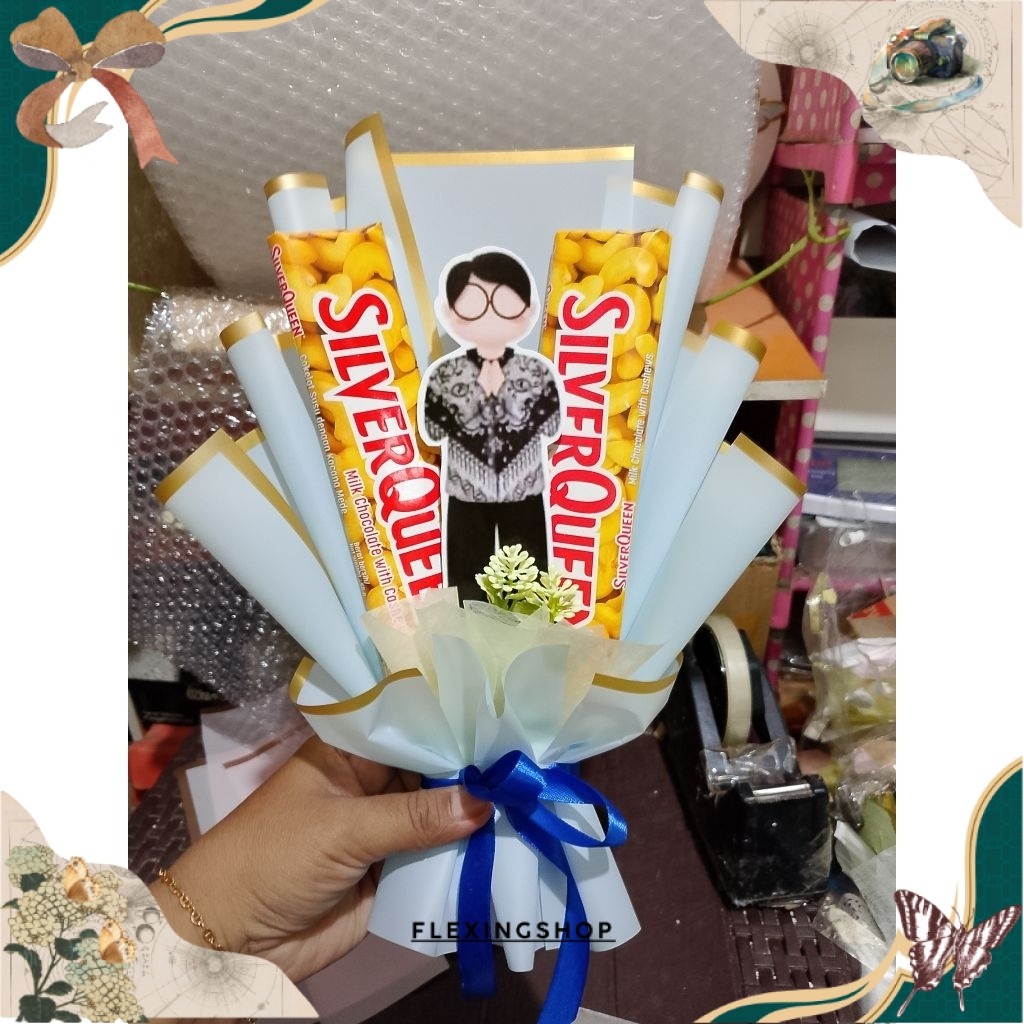 BARU buket mini coklat Silverqueen Cadbury bucket snack mini bouquet hadiah ulang tahun hari guru wi
