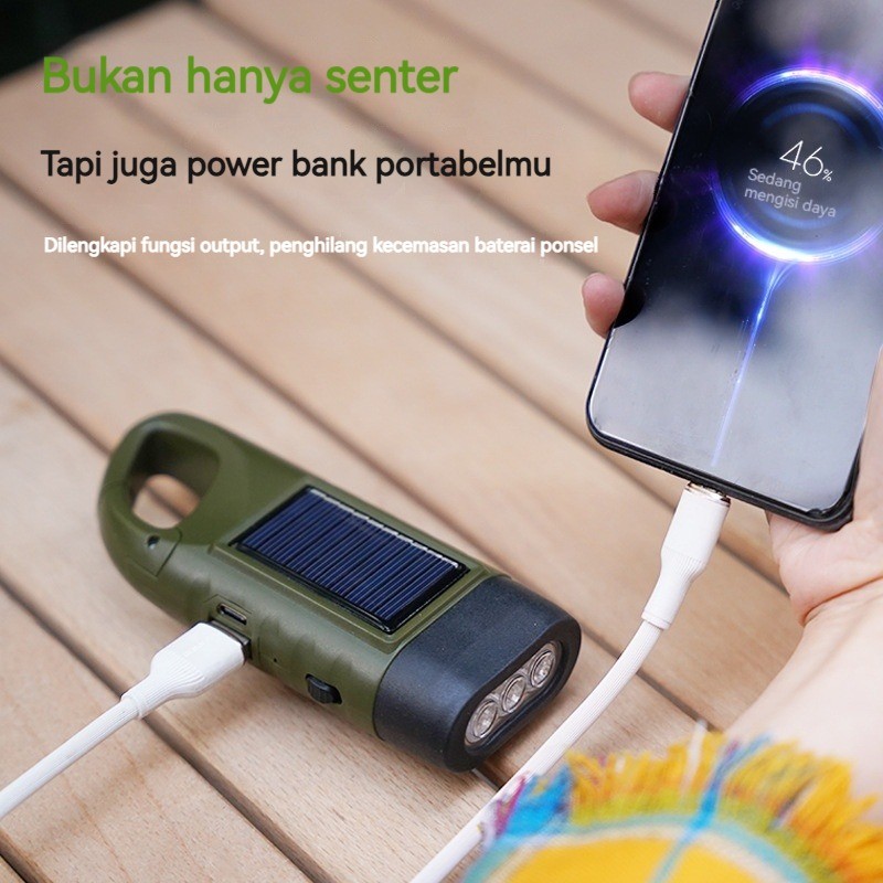 Senter Tangan Tenaga Surya/Lampu Darurat LED/Senter Multi-Fungsi Outdoor