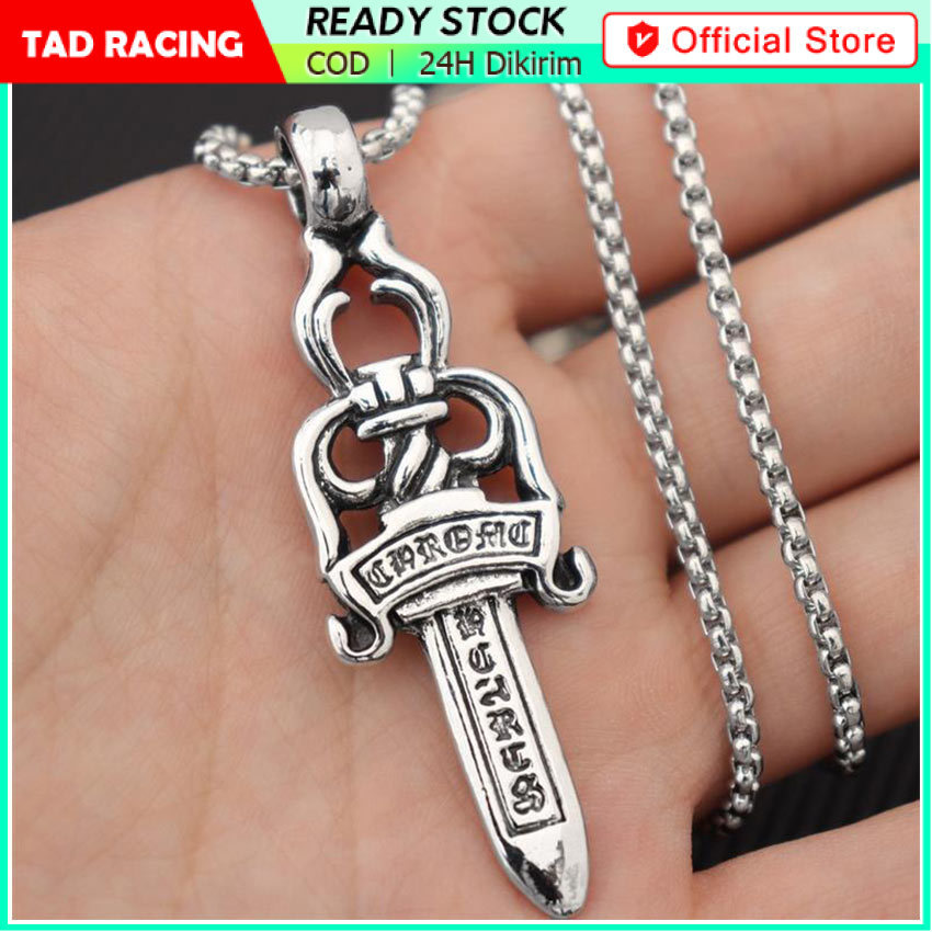 Kalung Silver Pedang Pria Wanita, Trendy necklace, Kalung Titanium Anti Karat