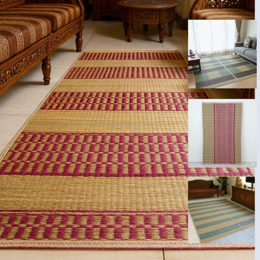 Tikar Mendong Asli Jumbo Tebal – Tikar Anyam Tenun Kloso Lipat untuk Lantai & Piknik