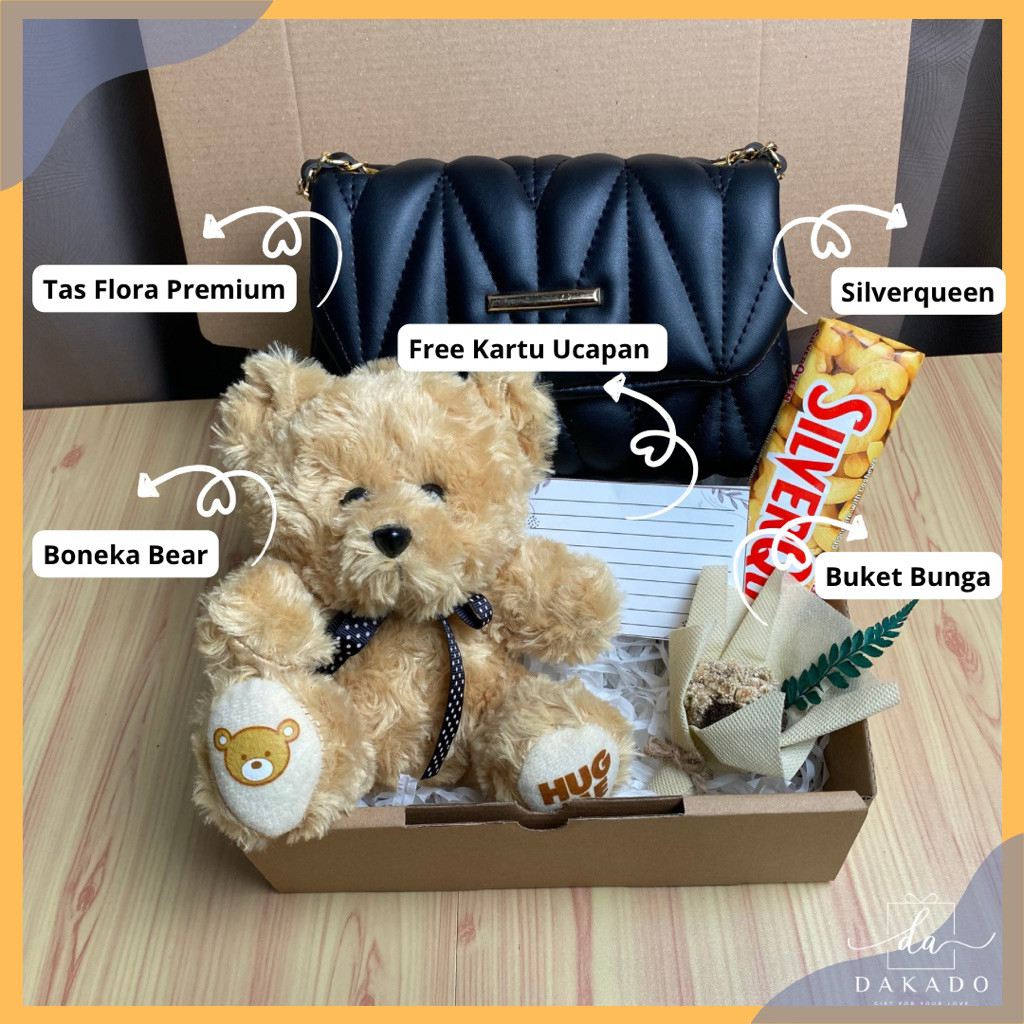KADO TAS WANITA GIFT BOX BONEKA SPESIAL VALENTINE / GIFT BOX KADO PACAR HAMPERS ANNIVERSARY BIRYBDAY