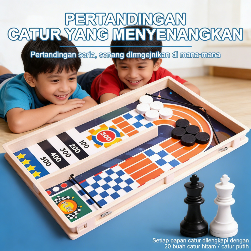 Mainan Anak Bouncing Kayu Ice Hockey Catapult Papan Permainan Catapult