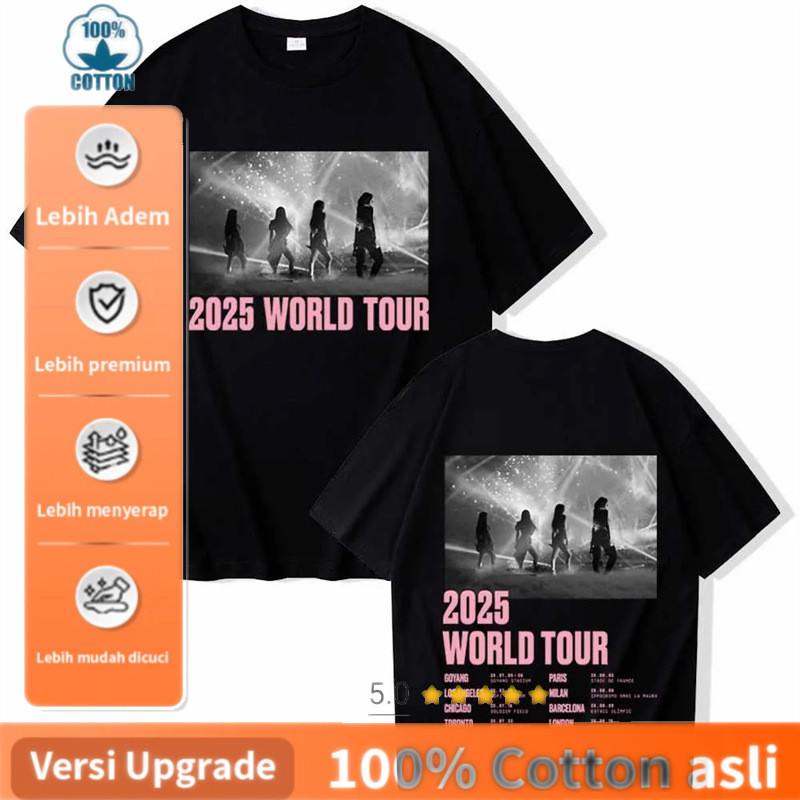 Kualitas Premium, Cocok untuk Pria dan Wanita Kaos Pink Tour T-shirt Harajuku O-neck Summer Casual W
