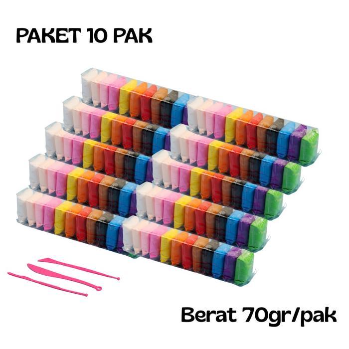 Paket 10 Pak Clay Polymer Mainan Anak Clay Mainan Anak Isi 12 Warna