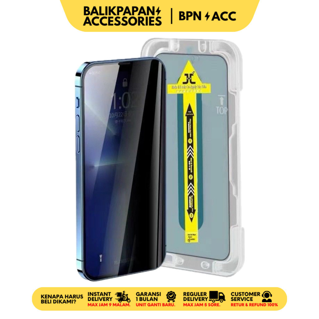 Anti Gores Tempered Glass iPhone Superfit Anti Spy Privacy - BALIKPAPAN ACC