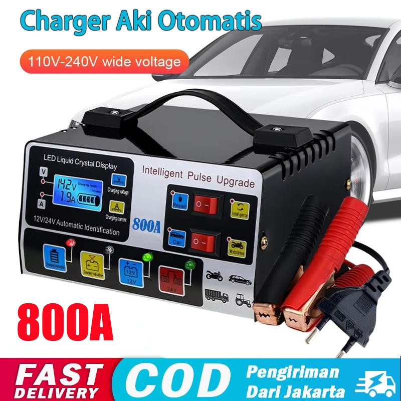 Charger Aki Otomatis 12v24v Mobil Pengisi Daya Cas Aki Motor / Cas Aki / Cas Aki Motor Dan Mobil