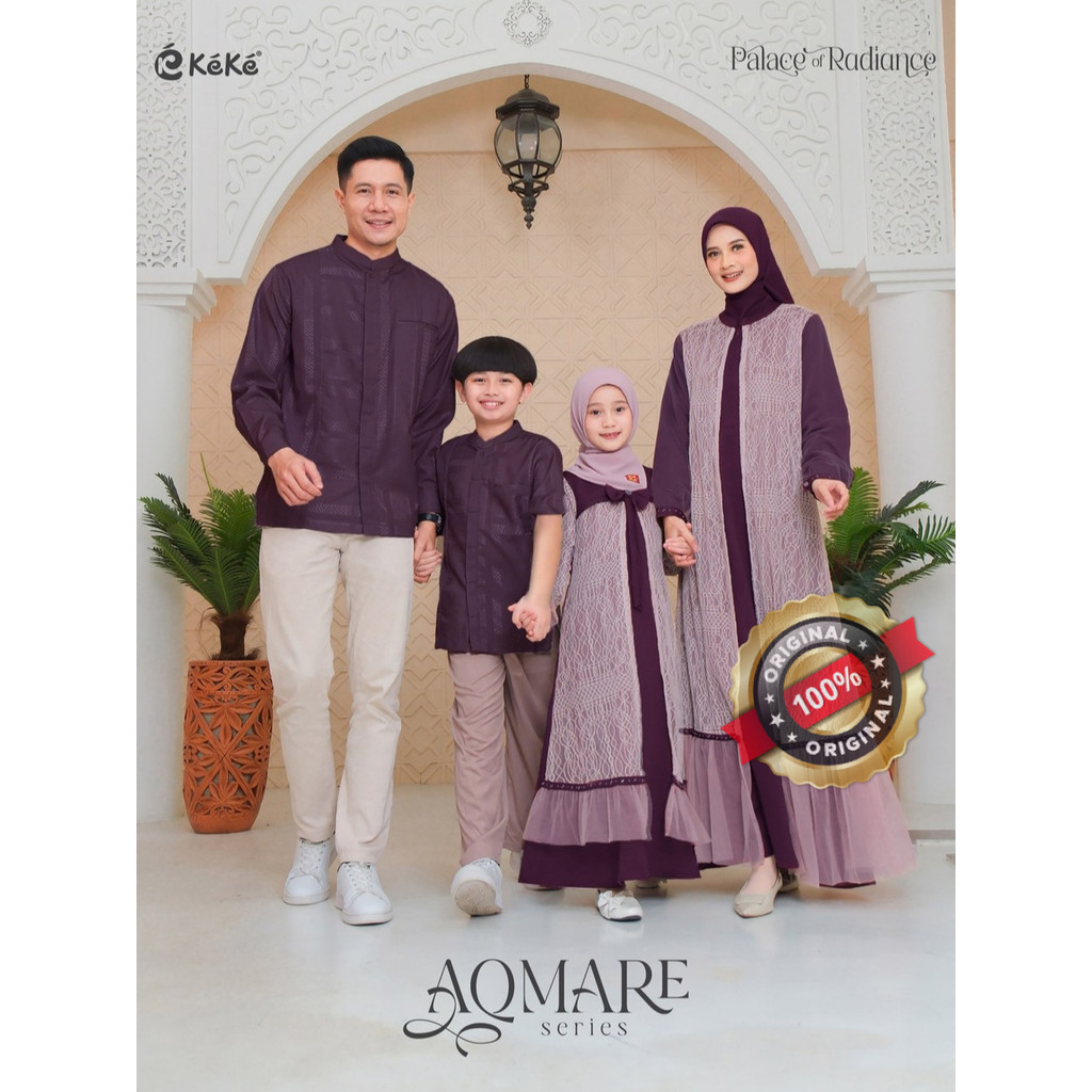 KEKE Sarimbit Lebaran 2026 Aqmare Burgundy Series Gamis Koko Dewasa dan Anak Famset Model Terbaru Mo