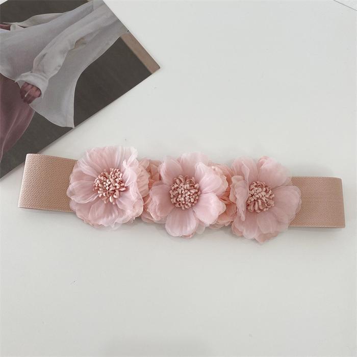 VENDI - Sabuk Wanita Karet Gesper Obi Ikat Pinggang Belt "3FLO" Female - Pink