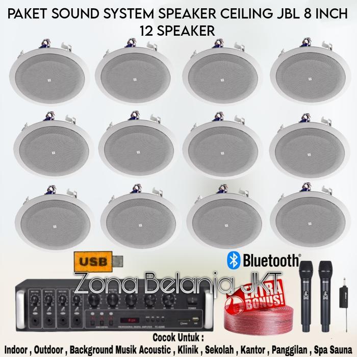Paket Sound Speaker Ruangan Cafe Resto Kantor Karaoke Speaker Ceiling JBL 8 Inch 12 Speaker Original