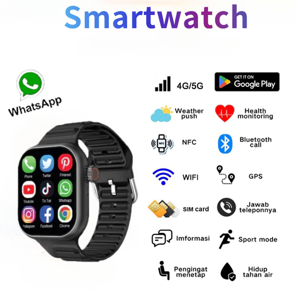 [Bisa Video call ] Smartwatch S9 ULTRA 1.95-inch Screen WIFI Full Network Phone Call IP68 Water proo