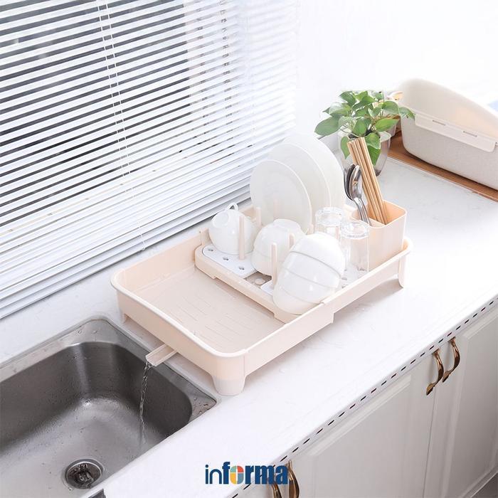 tysu.story Informa Sall Rak Piring 1 Tingkat Extendable - Krem Beige Pengering Piring Tempat Tatakan
