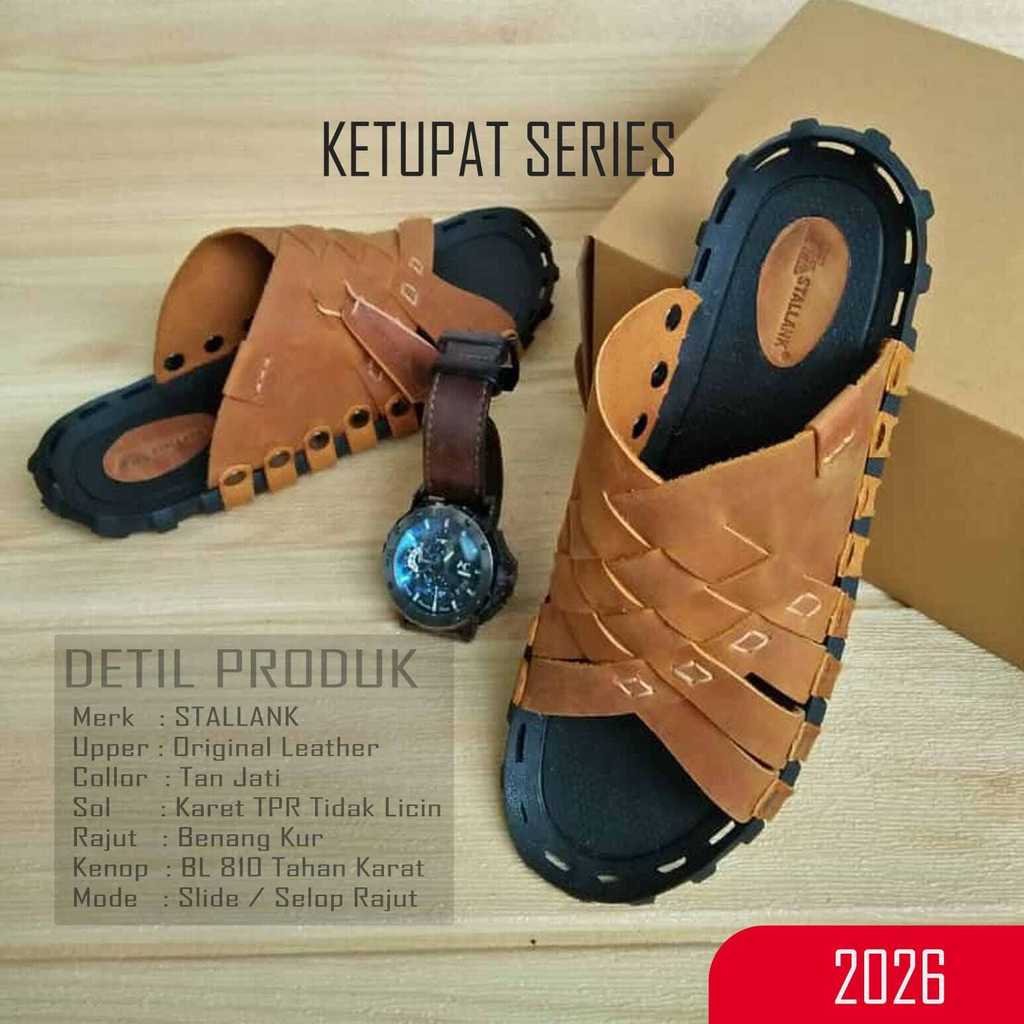 PROMO Sandal Kulit Pria,Sandal Slop Pria Kulit  Produksi Cibaduyut BISA COD