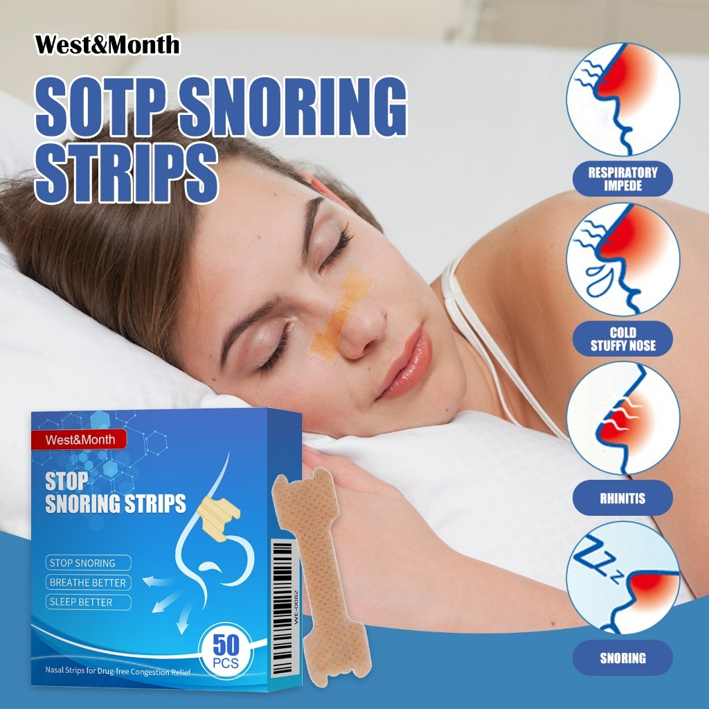 West&Month Nasal Snoring Strip 50pcs Nasal Strip Nose Strips Stiker  Hidung Relieves Nasal Congestio