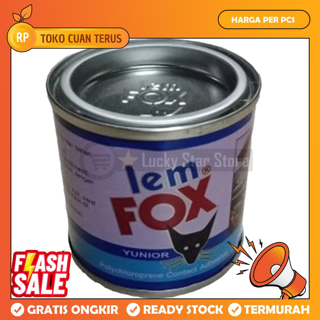 Lem Fox Biru 70 Gram Kaleng Glue Serbaguna Karpet Vinyl Vinil Karet HPL Jok Mobil Kulit Kayu Triplek