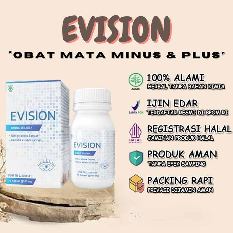 EVISION VITAMIN MATA ORIGINAL HERBAL KAPSUL MATA MENINGKATKAN PENGLIHATAN RABUN KATARAK MINUS BURAM