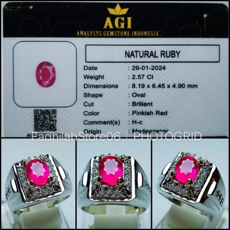 NATURAL RED RUBY PIGEON BLOOD OVAL CUTTING ASLI MOZAMBIQUE + SERTIFIKAT LAB