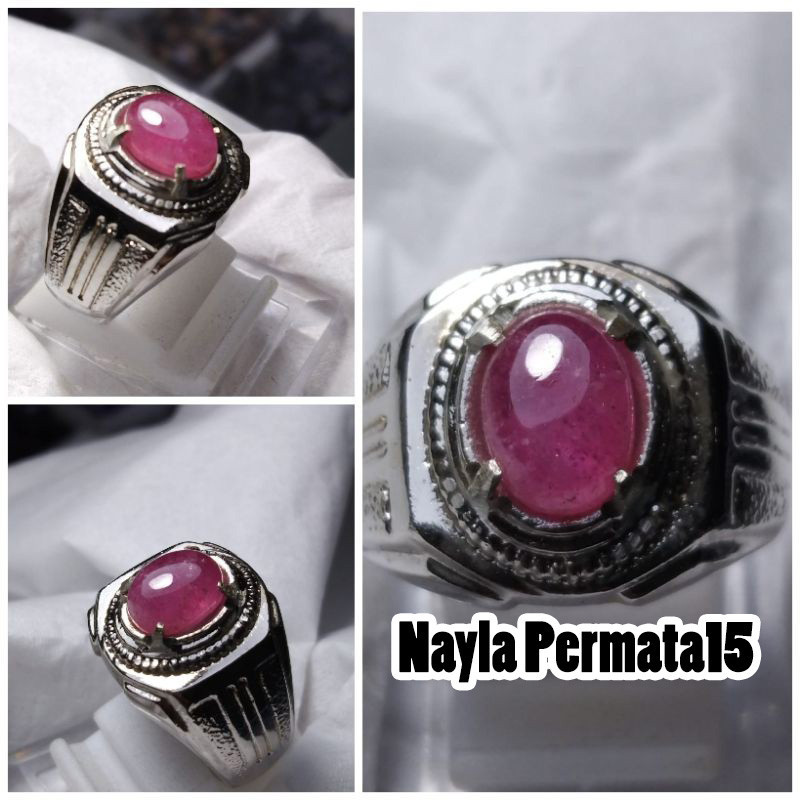 Cincin natural batu permata Ruby Mozambique
