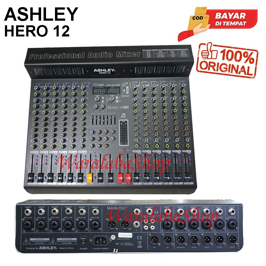 BISA COD MIXER AUDIO ASHLEY HERO 12 12CH BARANG NEW PRODUK Compressor