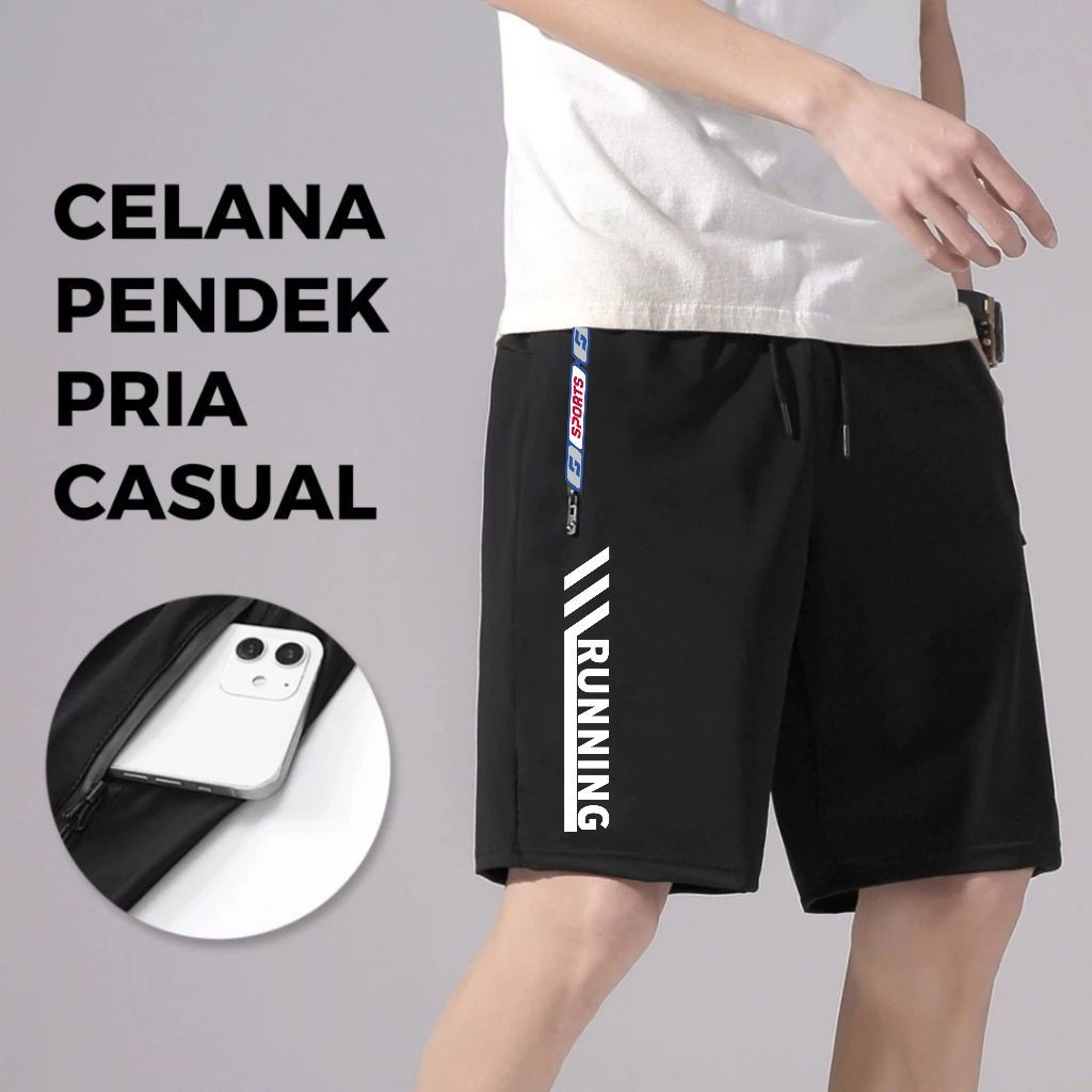 Celana pendek olahraga pria/celana olahraga santai hitam olahraga/celana olahraga