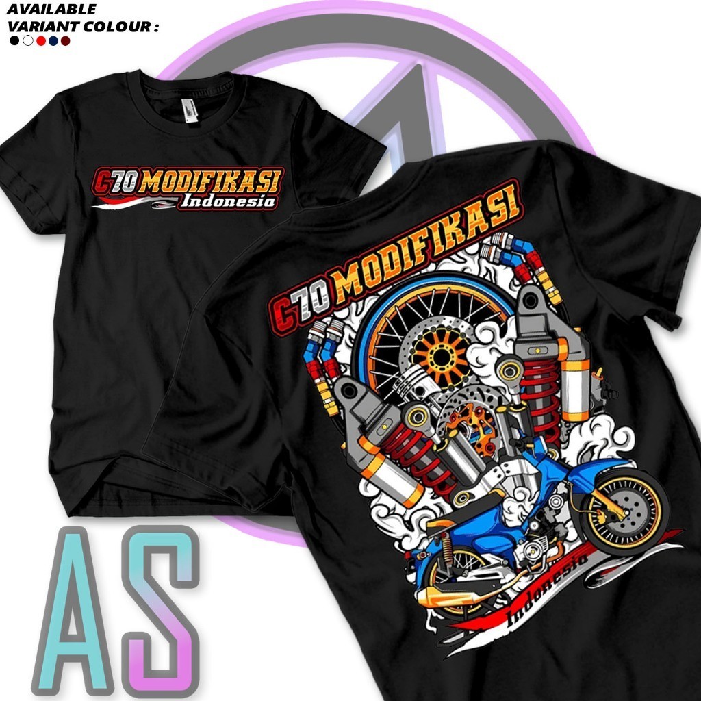 Kaos C70 Motor Honda Classic Style Street Modifikasi Komunitas Indonesia Lengan Pendek Katun