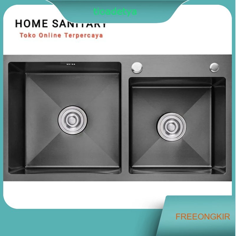 KITCHEN SINK GOLDEN HAND BLACK 7541 BAK CUCI PIRING STAINLESS HITAM