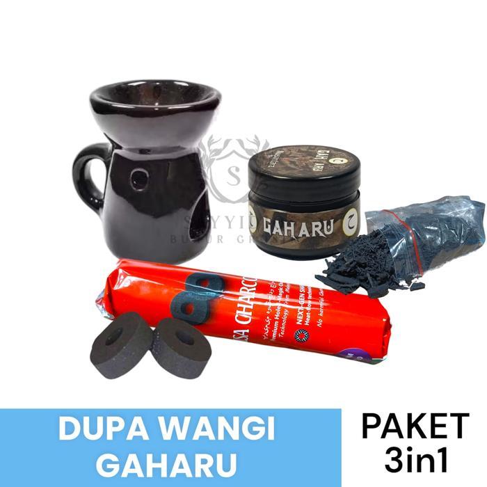 PAKET SET 3IN1 bukhur HM buhur gaharu tempat bakar dupa arang magic - Gaharu