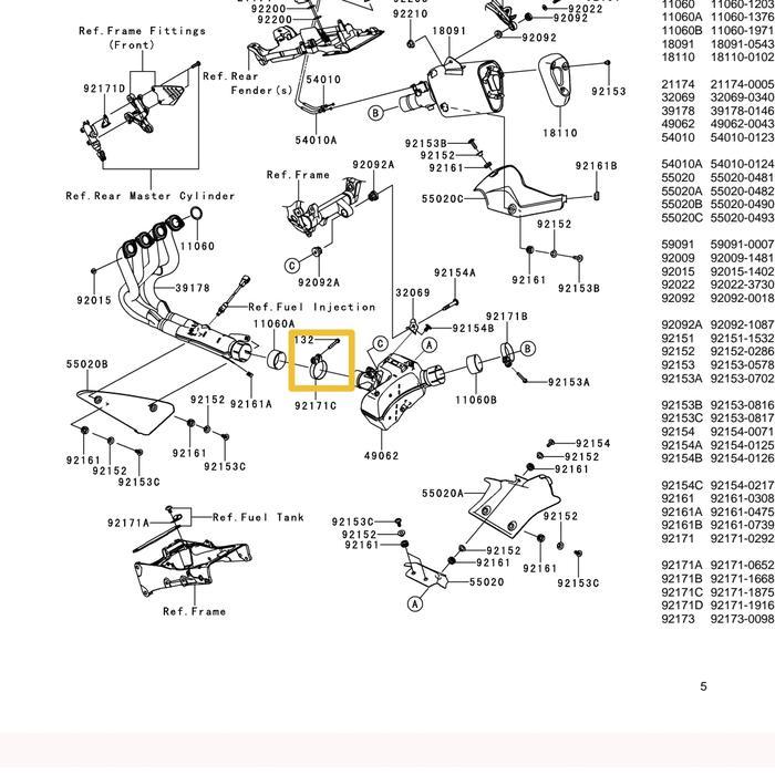 CLAMP KLEM LEHER KNALPOT KAWASAKI ZX6R ZX6 R ZX 6R LAMA ORIGINAL KGP