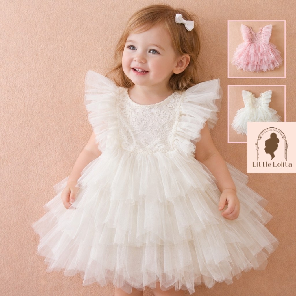 Dress Premium AVA LACE 6bln-5th - IMPORT KOREA Baju Bayi Anak Gaun Tile pesta Balita Ulang Tahun