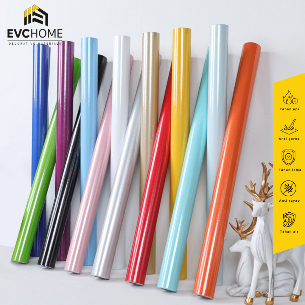 EVCHOME 60CM x 3M Wallpaper Sticker Glossy Dinding / Lemari / Dapur
